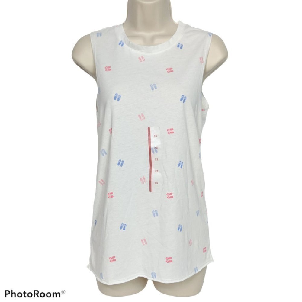Doe Flip Flop Print Tank Top XS NWT